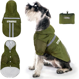 Дощовик для собак PETCUTE: водонепроникний, дихаючий, з капюшоном, XL, оливковий