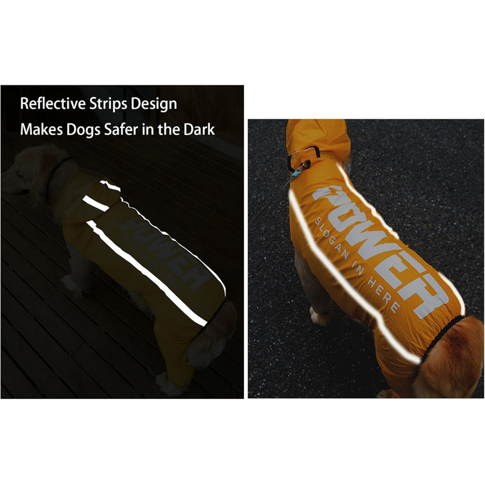 Дощовик для собак з ніжками, дихаючий, водонепроникний, з капюшоном та світловідбиваючими смугами, комбінезон для великих собак, розмір 6XL