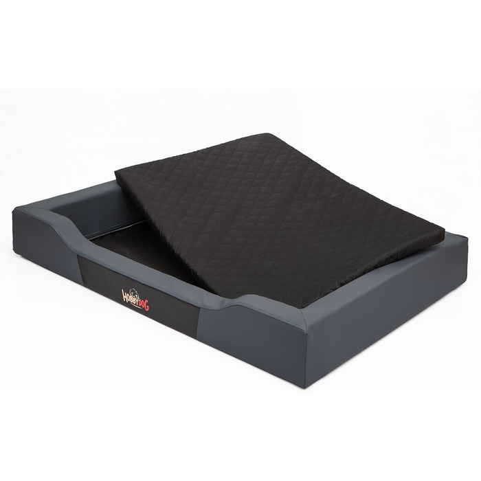 Крісло-ліжко для собак - Крісло для собак з штучної шкіри, знімний чохол, розмір M (93 x 62 см, сірий)