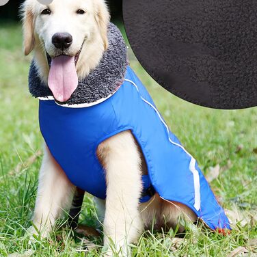 Теплий зимовий пухнастий нашийник для собак, куртка для собак, нашийник з нейлону з відбиваючим дизайном, XXXL, блакитний