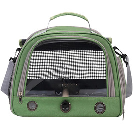 Клітка для папуг – переноска для маленьких тварин | Клітка-переноска для птахів з жердкою | Сумка для папуг | Дихаюча переноска на блискавці | Універсальна переноска для тварин (Зелена)