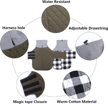 Теплий зимовий пуховик для такси для маленьких собак, зелений, S (довжина спини: 31-34 см)