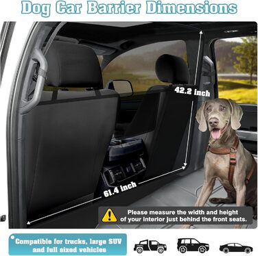 Сітчаста перегородка для собак у машину Mixsuper, 133,1 см, для позашляховиків, пікапів та легкових авто, чорна, велика