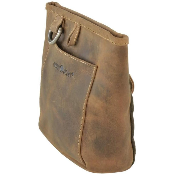 Сумка для ласощів Greenburry для собак та коней з натуральної шкіри, вінтажний колір антик-браун, з кільцем для кріплення до ременя та кліпсою