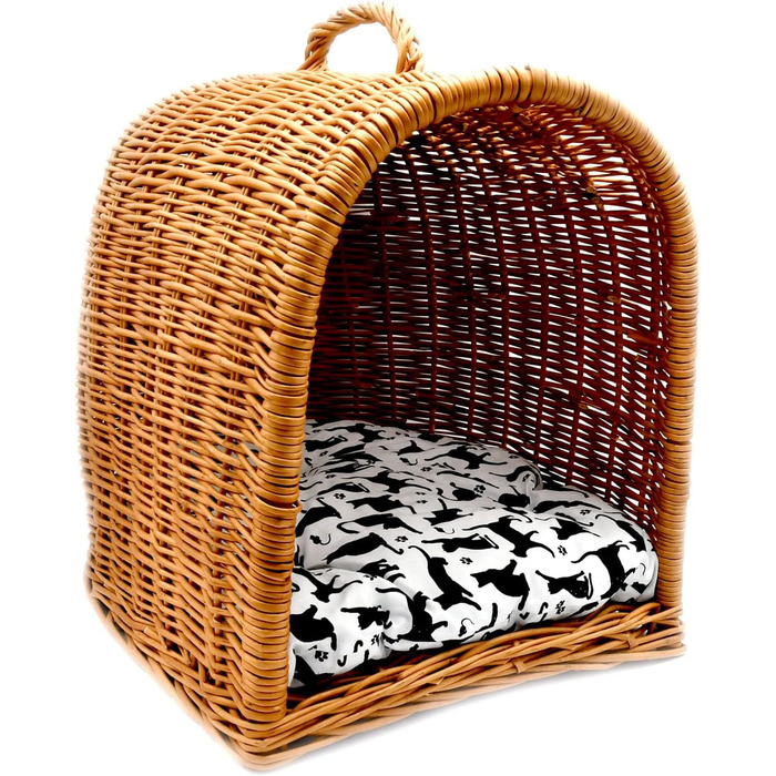 Транспортна переноска для кота MyBer® з плетіння лози, переноска для кота, котяча печера, переноска для дрібних тварин, K5-080-SK-SWKB