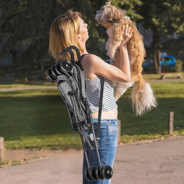 Візок для собак Wedyvko: переносна модель для цуценят, собак та котів до 15 кг, темно-сірий