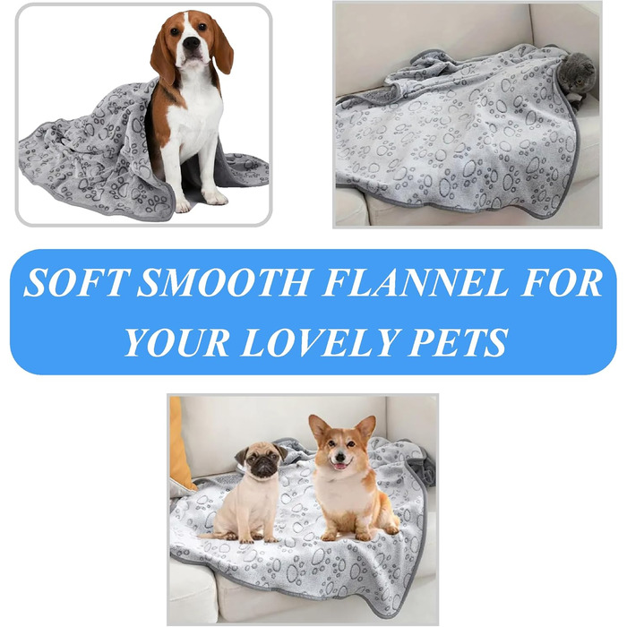 Набір з 3-х фланелевих ковдр MYPETSTOCK для собак і котів, 76x52 см, м'які, теплі, всесезонні, машинне прання, розмір M