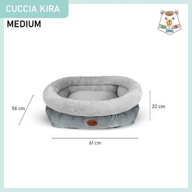 Ліжко для собак та котів Kira Grey, середнє, 61x56x20 см - знімний чохол, м'яке, неслизьке, машинне прання