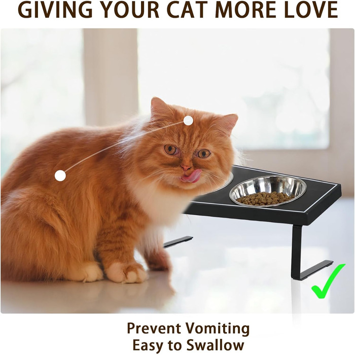 Підвищені миски для котів OPELETNNT з бамбуковим підставкою, нержавіюча сталь, для дому, 2 шт.