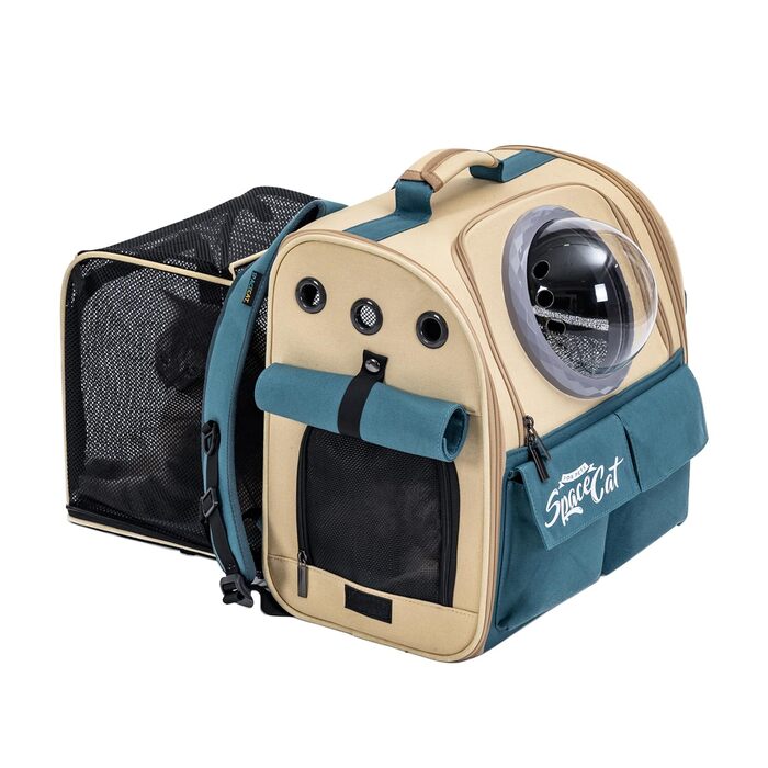 Розширюваний рюкзак для тварин Galatée, дозволений для перевезення в літаку, для котів та маленьких собак, дихаючий, для подорожей, хакі