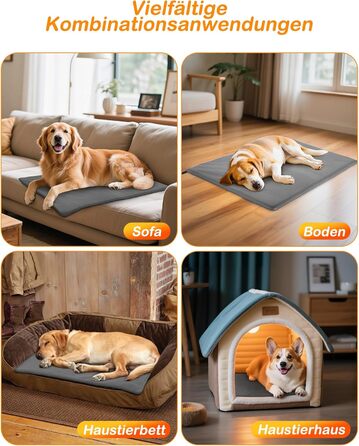 Кішечковий матрац з підігрівом для котів та собак, 6 температурних режимів, таймер 24 год, LED дисплей, безпечний, бічний кабель, 60x90 см, сірий