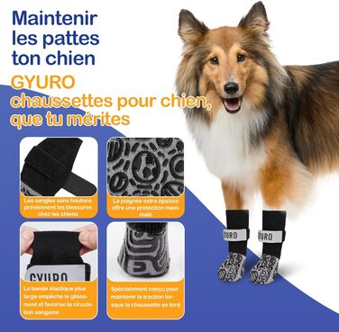 Чорні антиковзкі шкарпетки для собак (XXL) - захист лап від слизькості на твердих підлогах