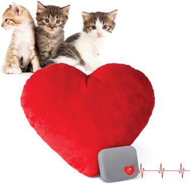 Плюшеве котеня K&H Pet Products з імітацією серцебиття, заспокійлива іграшка для котів, червоне, 15,2 см