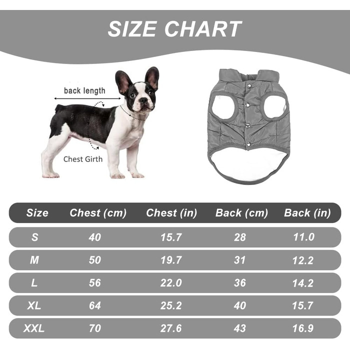 Зимовий одяг для собак Meioro: тепла куртка, жилет з флісу, зручний пуловер для маленьких та середніх собак (Сірий, S)