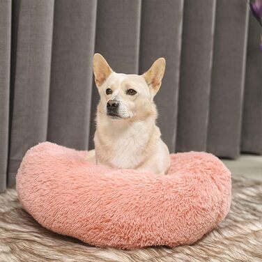 М'яке ліжко для собак та котів Doughnut, рожеве, Ø80 см. Зручне, неслизьке, для цуценят та великих собак (до 25 кг). Легко миється.