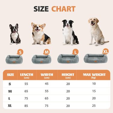 Ліжко для собак Nobleza, 65x55x20 см, сіре, з м'якою піною, знімний чохол, неслизьке дно