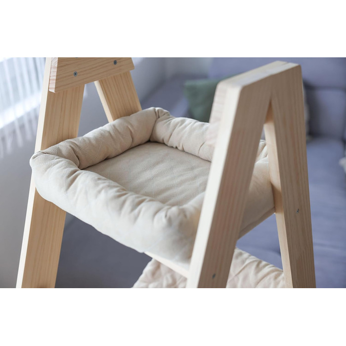 Дерев'яний котячий комплекс Kerbl Pet з драбиною, бежевий, 97x35x34 см, з сизалю та велюру