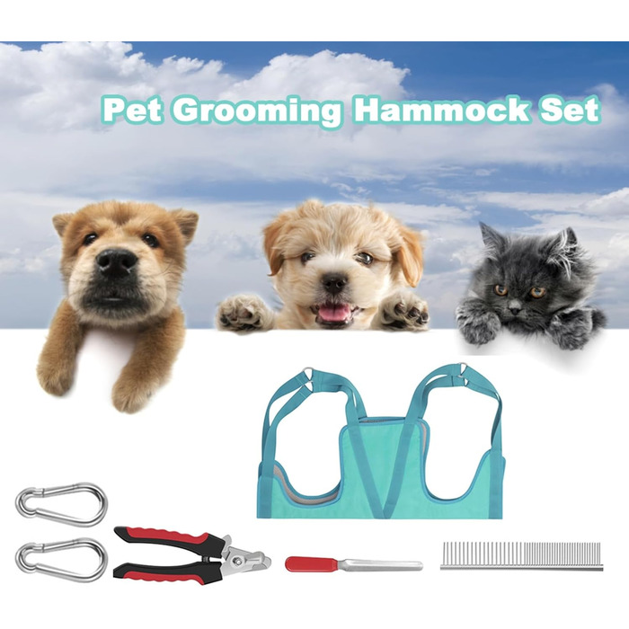 Гамак для грумінгу собак Qcwwy, професійний гамак для догляду за домашніми тваринами з триммером, ножицями та кусачками для нігтів, підходить для стрижки, грумінгу та миття собак (L)