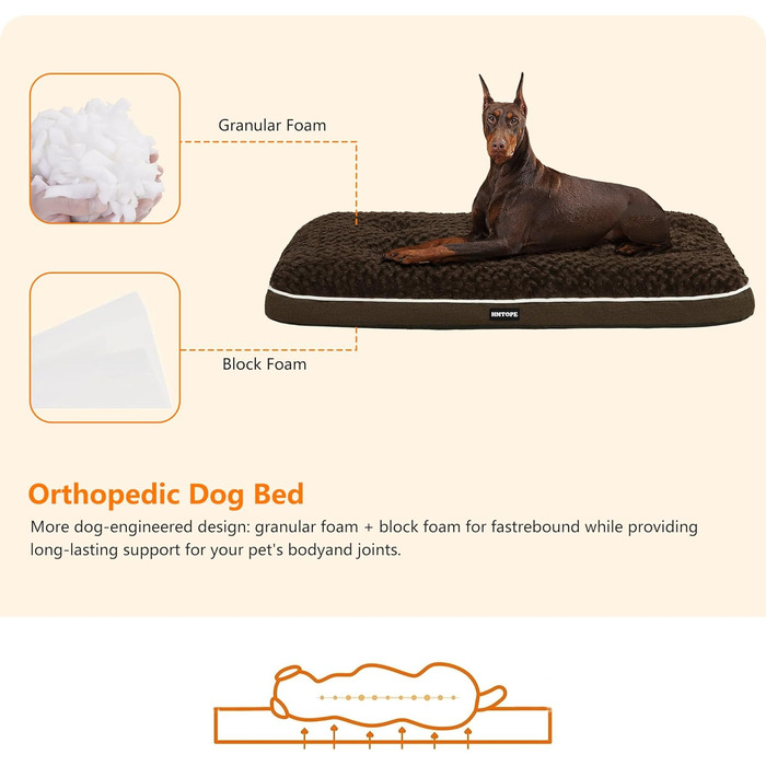 Ортопедичний лежак для собак, двоярусний килимок, миється, знімний кошик, 120 см, для великих собак, коричневий (L 120 x 74 x 12 см)