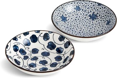 Керамічна годівниця для котів та собак - миска для корму маленьких котів, вінтажний синьо-білий дизайн (14 см), неслизька миска для котів - набір 2 шт.