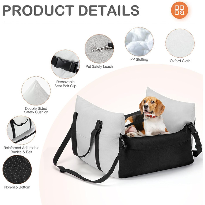 Автокрісло для собак Cinnani - зручне та безпечне автокрісло для маленьких собак з кишеньками та знімним килимком