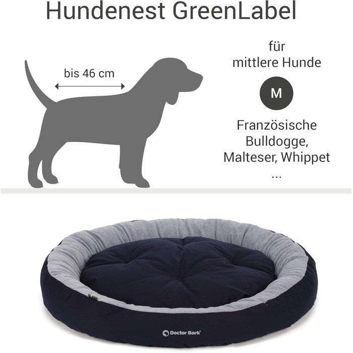 Кругле ліжко для собак середніх порід Doctor Bark GreenLabel, 60x50 см, колір кобальт