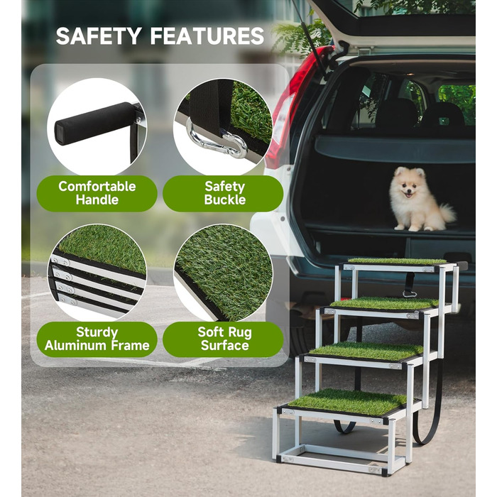 Рампа для собак у машину, складана, для великих собак, з антиковзким килимком, для авто, SUV, вантажівок, високих ліжок, широка (110x58x43 см)
