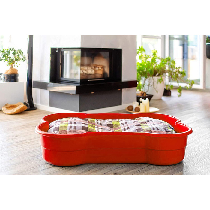 Стійкий басейн для собак DogsLand XXL 120x25x80 см, червоний, у формі кістки, для малих і великих порід, для саду та балкону, нейлоновий, міцний, стійкий до подряпин