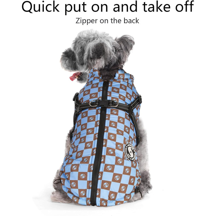 Теплий водонепроникний одяг для собак на зиму (M+, Синій) - куртка для маленьких собак