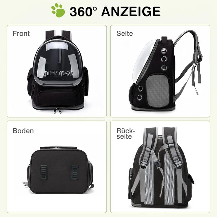 Рюкзак-переноска для котів та собак ALLSOPETS Bubble Carrier – чорний, до 7.5 кг