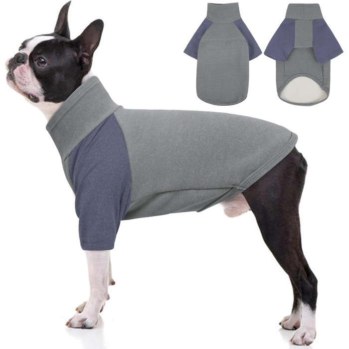 Пуловер з коміром-стійкою для собак, теплий флісовий жилет, светр для собак середнього розміру, сірий, розмір L