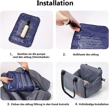 Автокрісло для собак та котів, сіре, з кріпленням та кишенею для зберігання, для маленьких та середніх порід