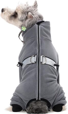 Теплі зимові куртки для собак, флісові комбінезони з D-кільцем, для малих та середніх собак, сірий колір, розмір XL XL