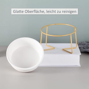 Підвищений набір мисок для собак та котів з підставкою - 2 шт. по 480 мл, кераміка, білий