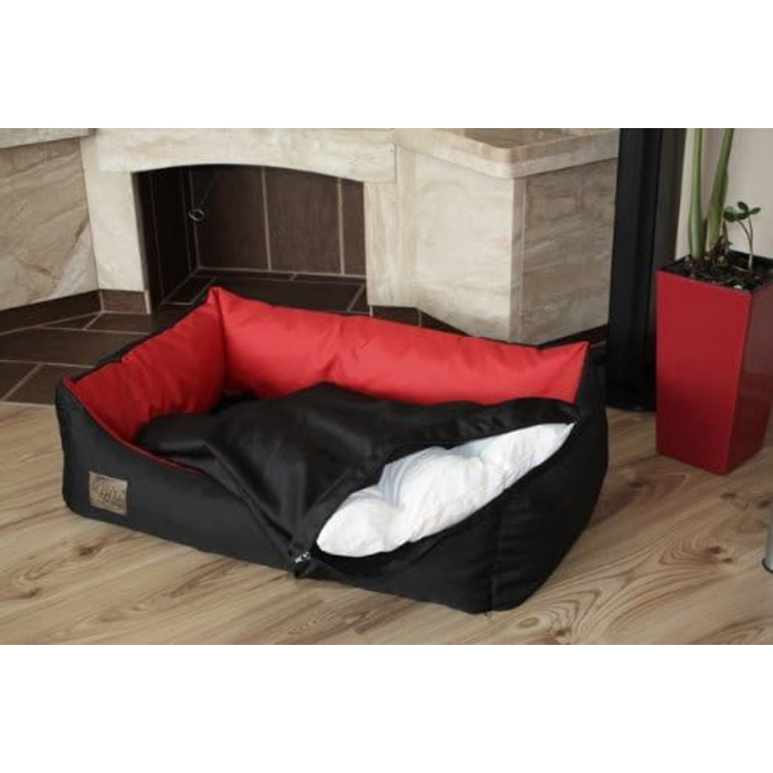 Крісло-лежанка для собак та котів Odol-Plu, 90x60 см, вологостійке, чорно-червоне