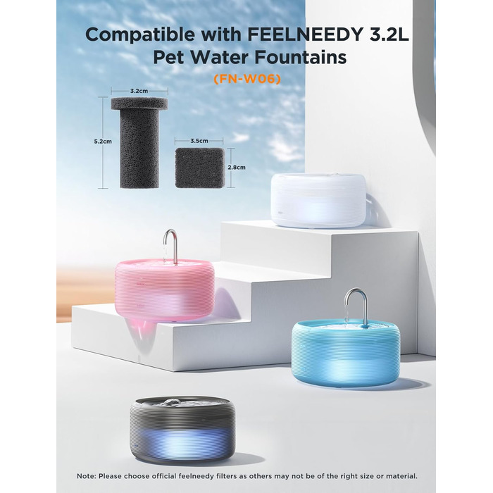 Фонтанчик для котів FEELNEEDY 3.2L - тихий фонтанчик для води з 2 режимами потоку, автоматичний поїльник для котів, без BPA, чорний, з зарядним пристроєм та 3 фільтрами (F-3+3 поплавки)