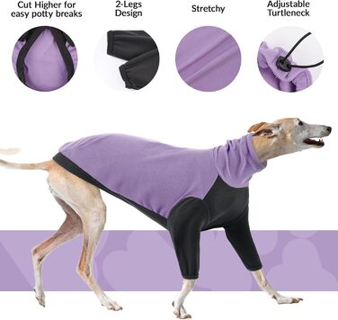 Тепла флісова роба для віндхундів (гріхунди), флісова куртка для віндхундів, одяг Gago для зими, зручний стиль для віндхундів, що мерзнуть (Армійний зелений, фіолетовий, S)