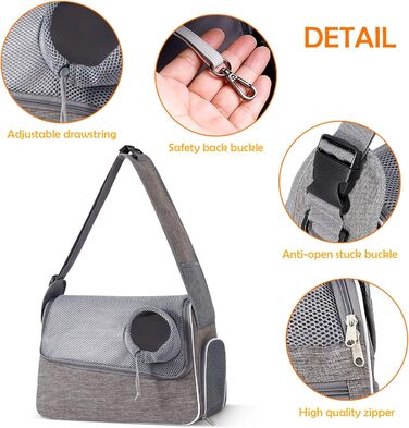 Траверс для собак ALLSOPETS: регульована переноска для маленьких собак та котів з жорстким дном та вентиляцією, сіра