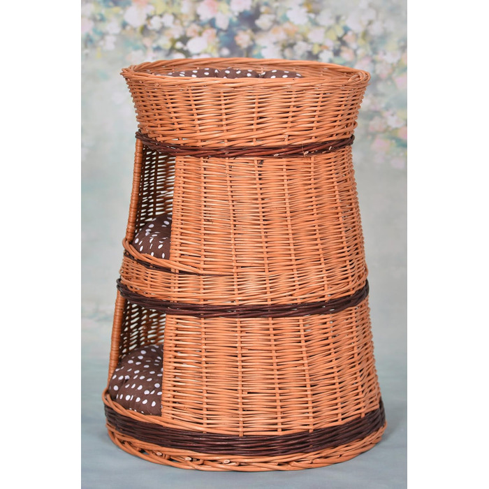 Багатоярусна котяча кімната з трьох поверхів, корзина для кота з плетеної лози, котячий будиночок з подушкою, котячий турнік