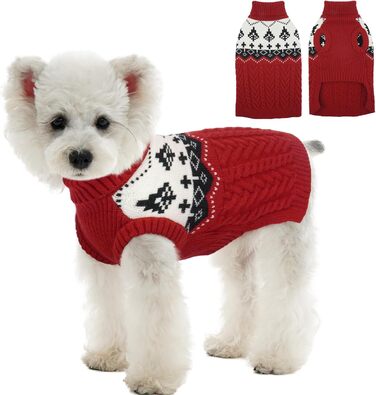 Теплий зимовий светр для собак Kuoser, червоний, розмір S. Зимовий одяг для маленьких собак, м'який та зручний.