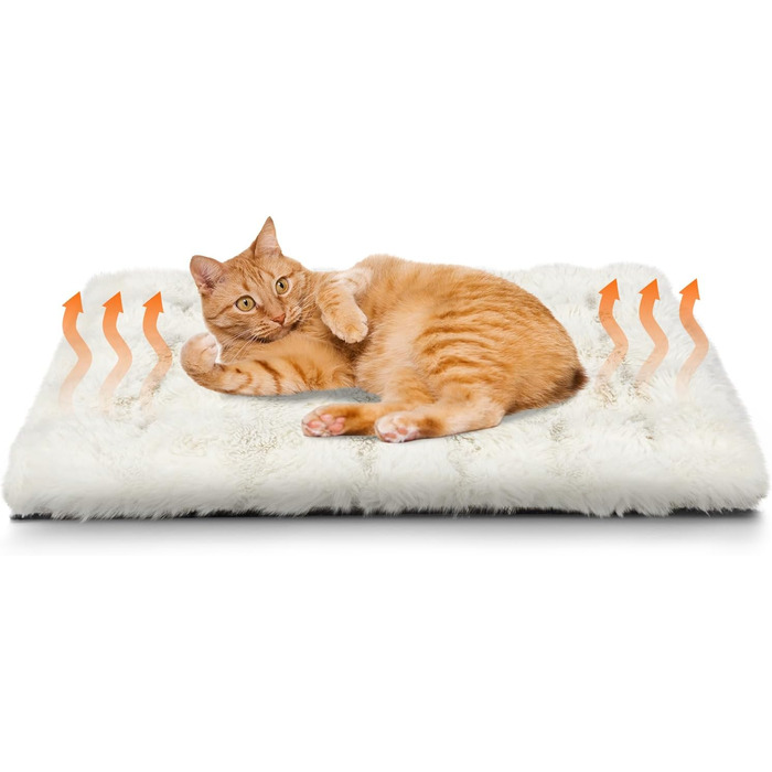Самогріюча ковдра для котів та собак XIAPIA, плюшева, без дротів, для зігрівання, пральна, для кошенят, кігтів, в приміщенні та в авто, 60 x 45 см (білий, M)