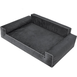 Ліжко для собак, лежанка для тварин, кошик для котів, знімний чохол, чорний колір, XXL (116x78 см), Fancy