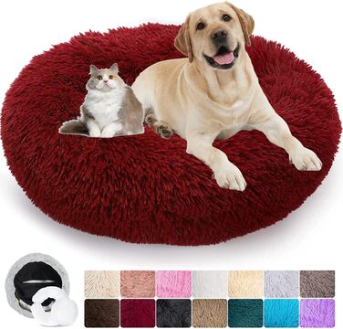 Ліжко для собак і котів Puppy Love, розкладне, м'яке, флісове, заспокійливе, знімний чохол, машинне прання, для малих, середніх і великих порід, 60 см, червоне