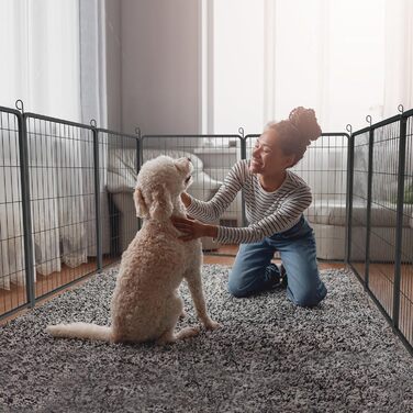 Вольєр для цуценят LZQ: розбірний вольєр для собак, 8 панелей 80x65 см, для дому та саду