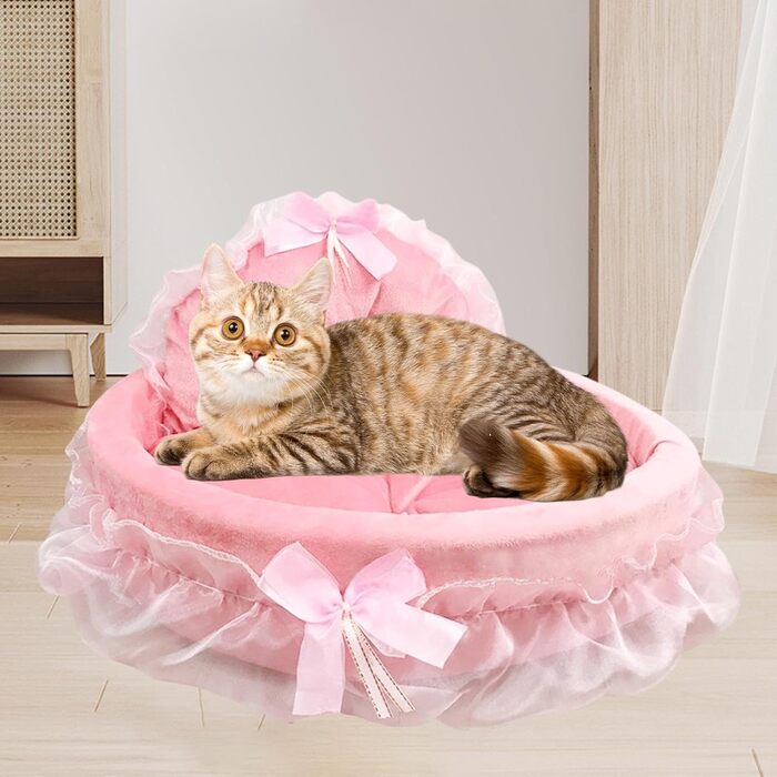 Крісло-лежанка для собак та котів Pistro Rosa Prinzessin - зручне, знімне, з антиковзною основою та мереживом