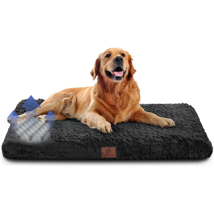 Ортопедичний килимок для собак American Kennel Club з піною з пам'яті, дихаючий, з неслизьким дном, 42 x 27 см (Чорний)