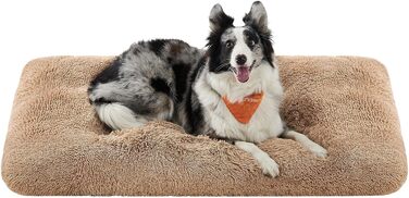Ліжко для собак Feandrea, м'який килимок, плюшеве ліжко, 122 x 74 см, м'яка підстилка, миється, багатофункціональне, верблюжий колір