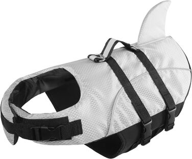 Рятувальний жилет для собак Queenore, для малих собак, для катання на човнах, високоякісний, світловідбиваючий, преміум-якість (Світло-блакитний, M, Grey)