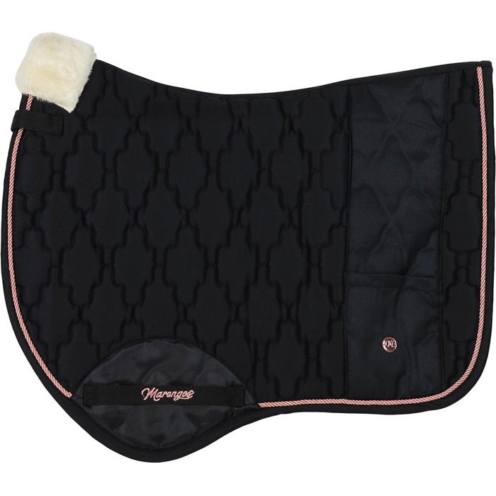 Schabracke Marengos Modern Rosé для теплокровних коней: м'яка підкладка, захист гриви та хребта, бароковий дизайн з квітковою стежкою та декоративною корделлю | підходить для виїздок та універсального використання, чорний колір