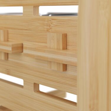 Станція для годування собак Relaxdays, регульована годівниця, HBT: 37x55x36 см, підставка для мисок з силіконовим килимком, бамбук, натуральний дизайн